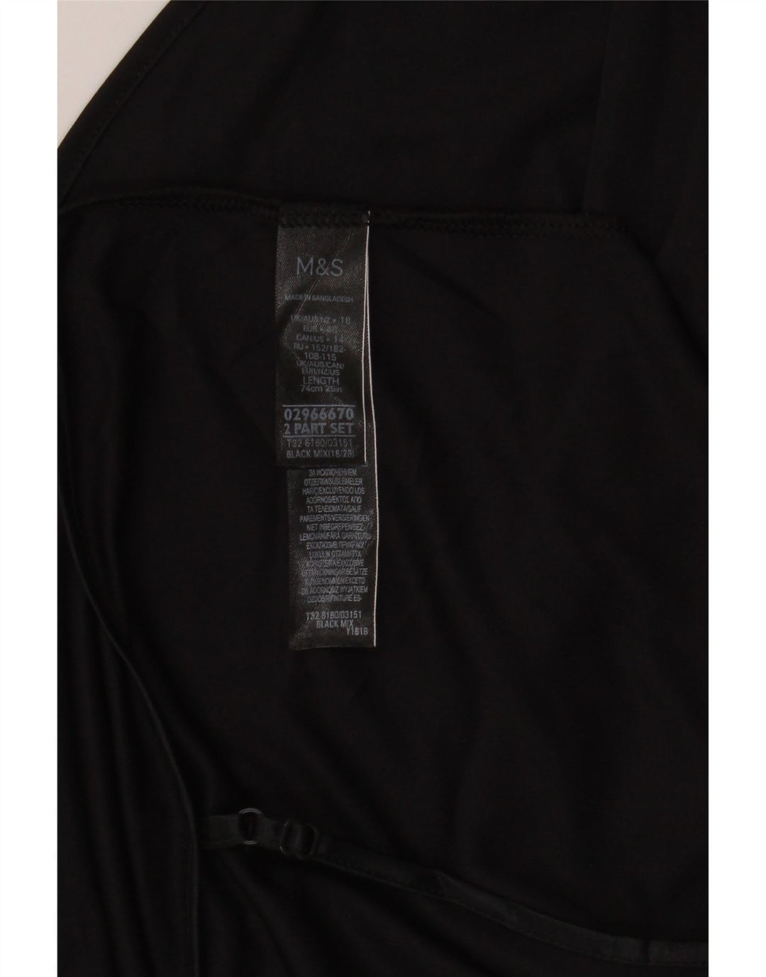 Marks & Spencer Robe Slip Femme UK 18 XL Noir Polyester