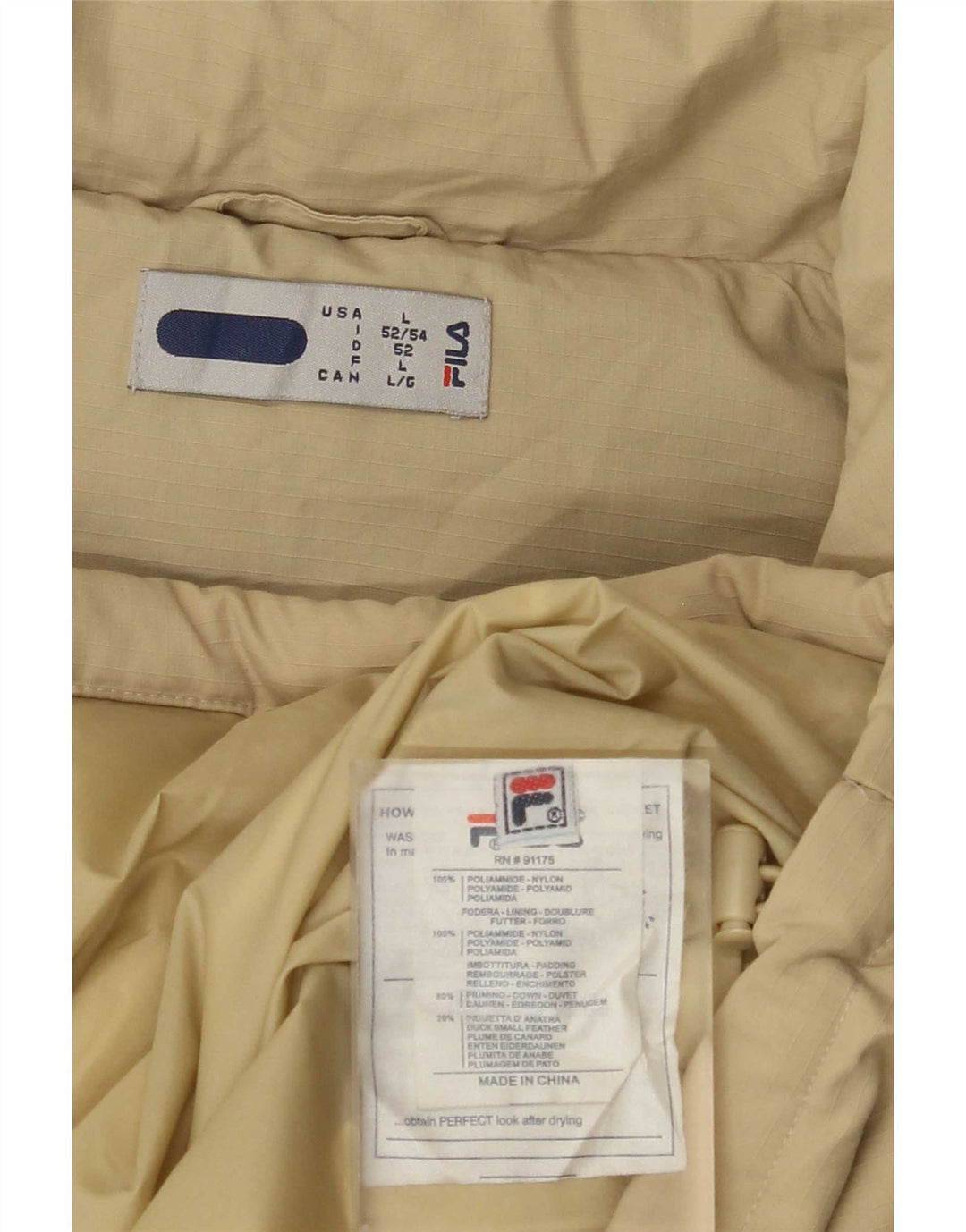 Fila Manteau rembourré pour homme UK 40 Large Beige Polyamide