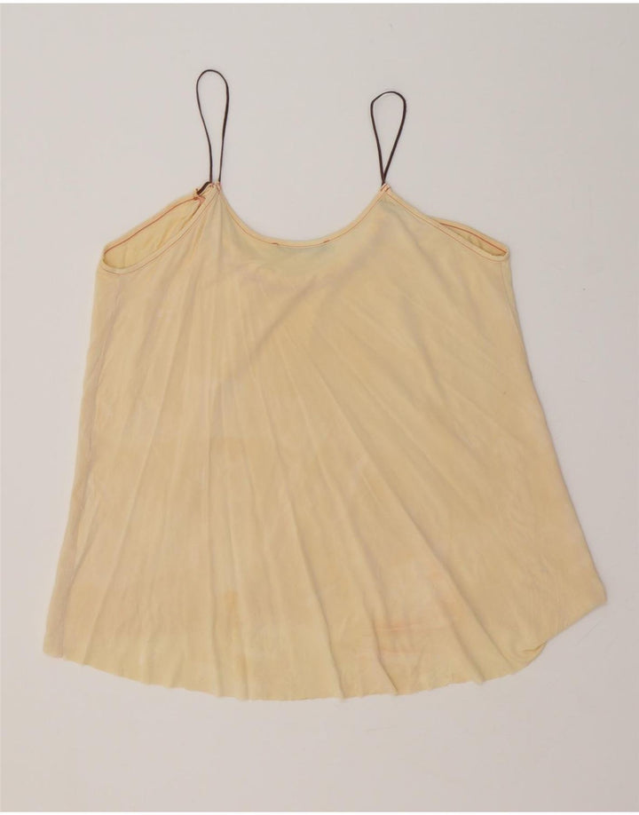 ZARA Femme Crop Cami Top UK 12 Jaune Moyen