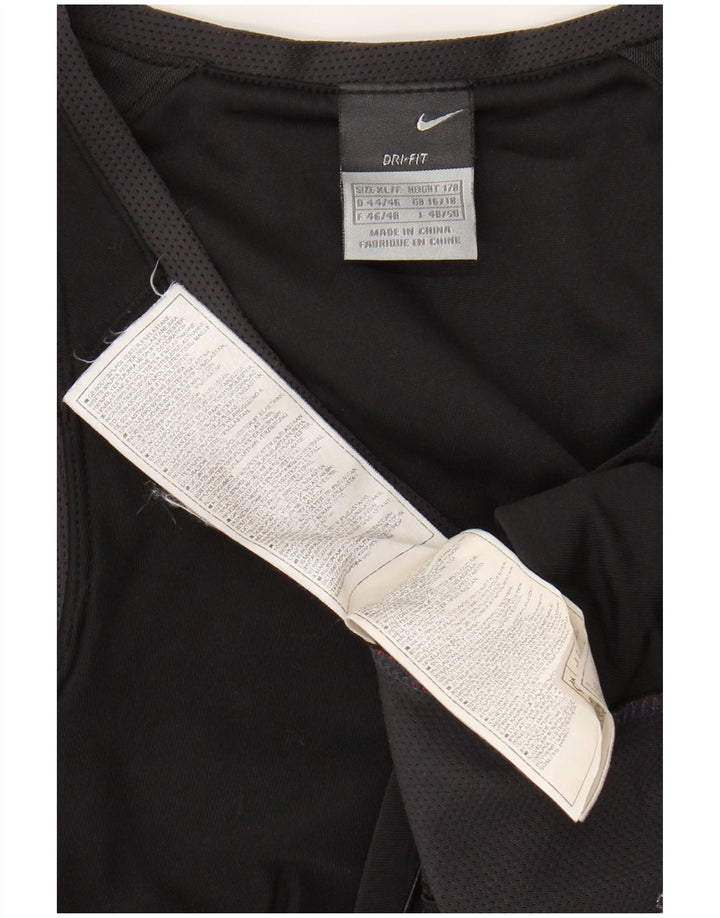 NIKE Débardeur court Dri Fit pour femme UK 16/18 XL Noir Colorblock Polyester