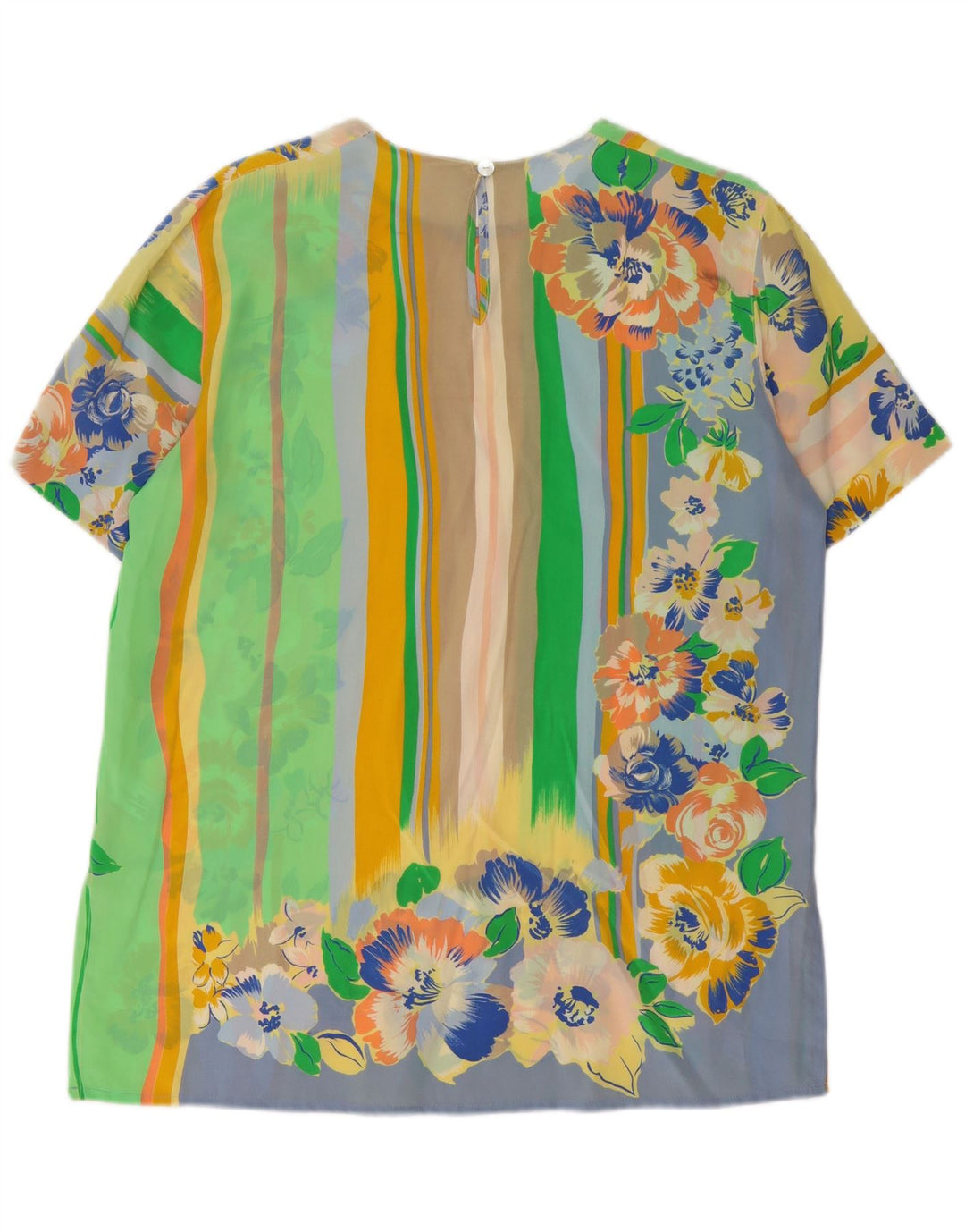 vintage Womens Blouse Top UK 14 Grand Floral Multicolore