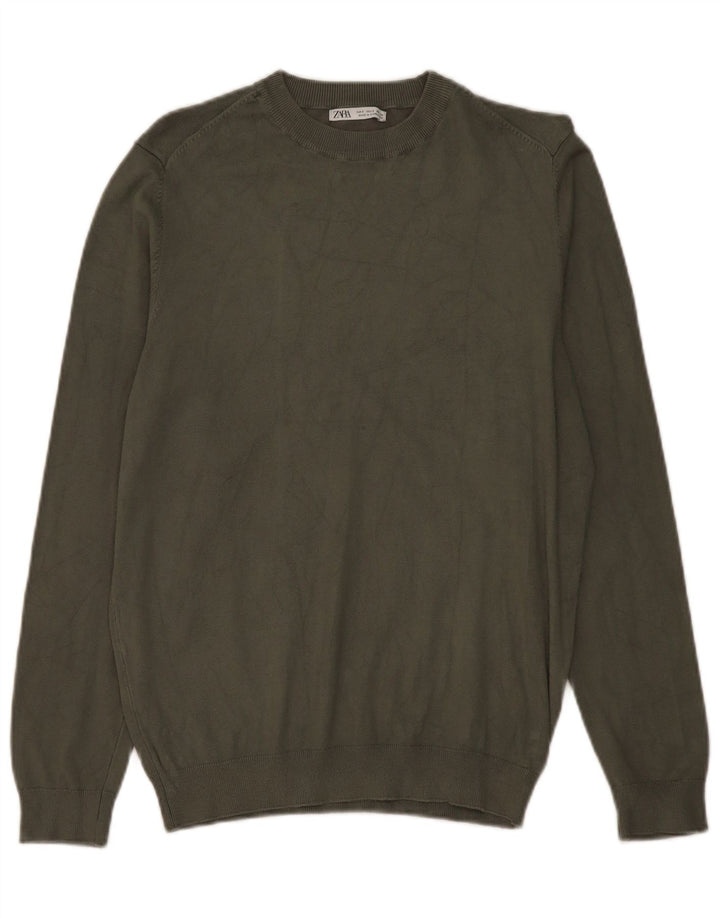 Zara Pull à col rond pour homme Petit Kaki