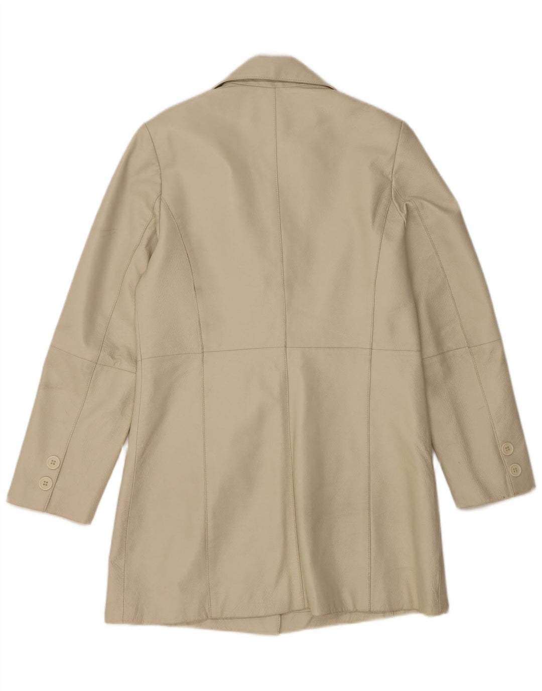 manteau en cuir femme vintage UK 12 Cuir Beige Moyen