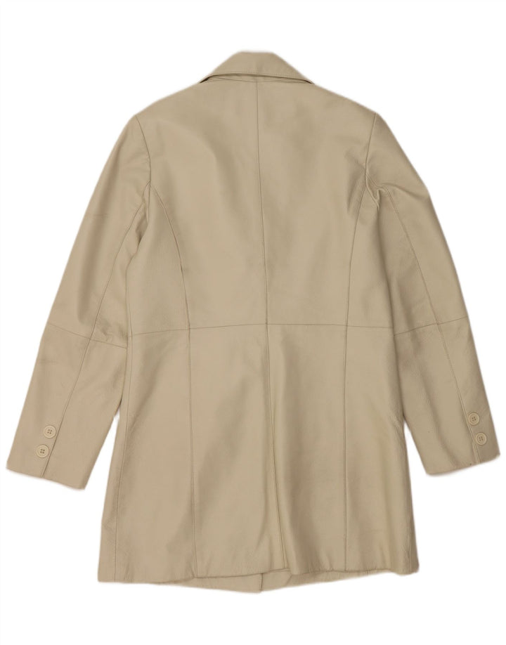 manteau en cuir femme vintage UK 12 Cuir Beige Moyen