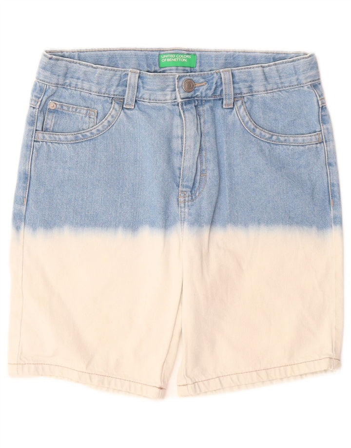 BENETTON Short en Jean Garçon 10-11 Ans W26 XL Bleu Colorblock Coton