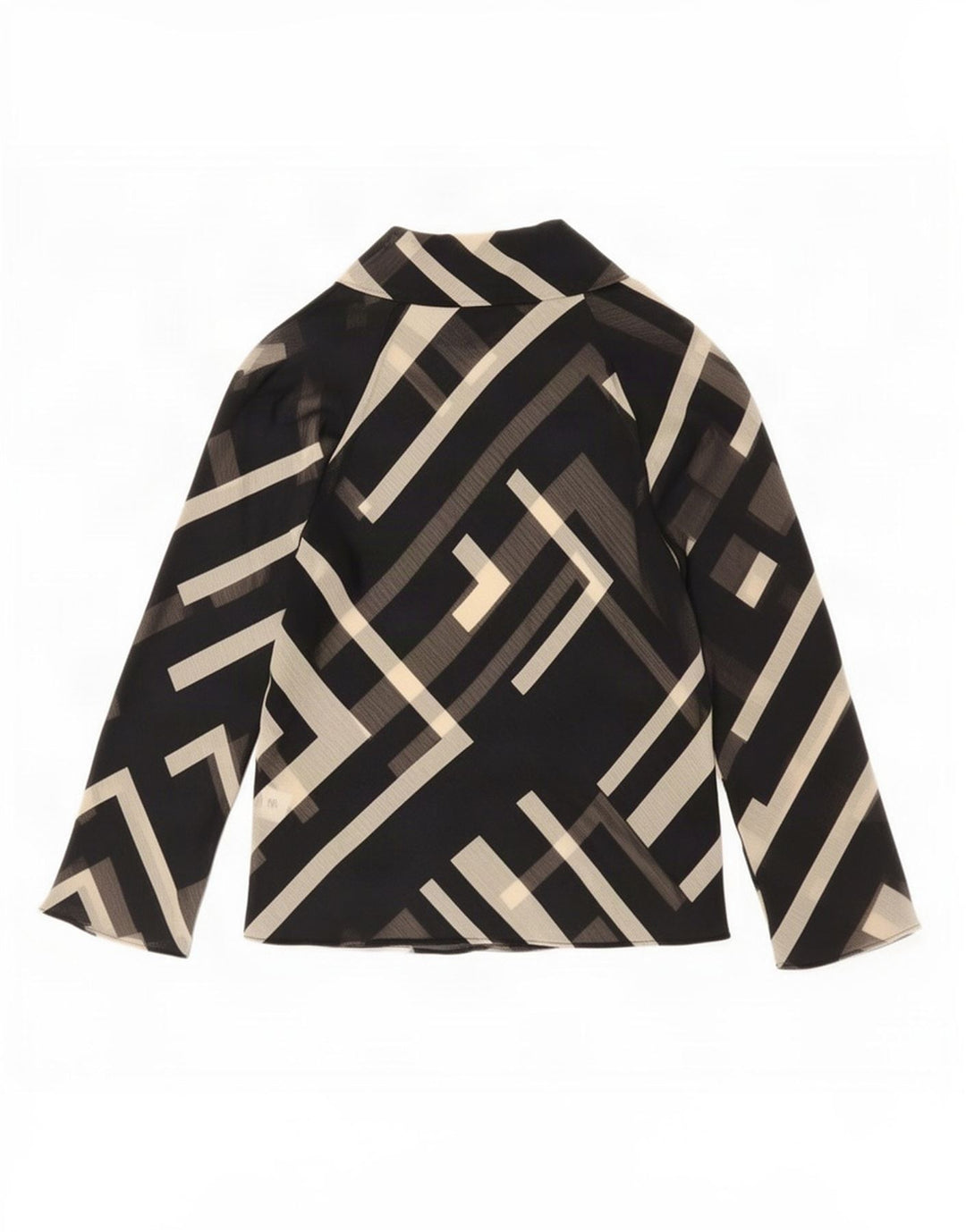 Zara Femme Chemisier Top UK 10 Petit Polyester Géométrique Noir
