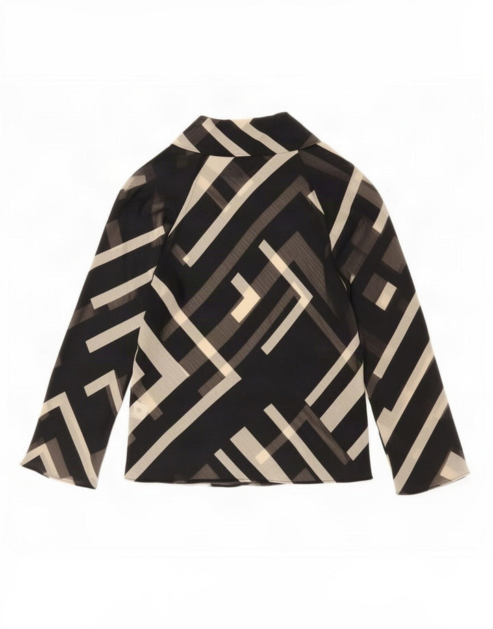Zara Femme Chemisier Top UK 10 Petit Polyester Géométrique Noir