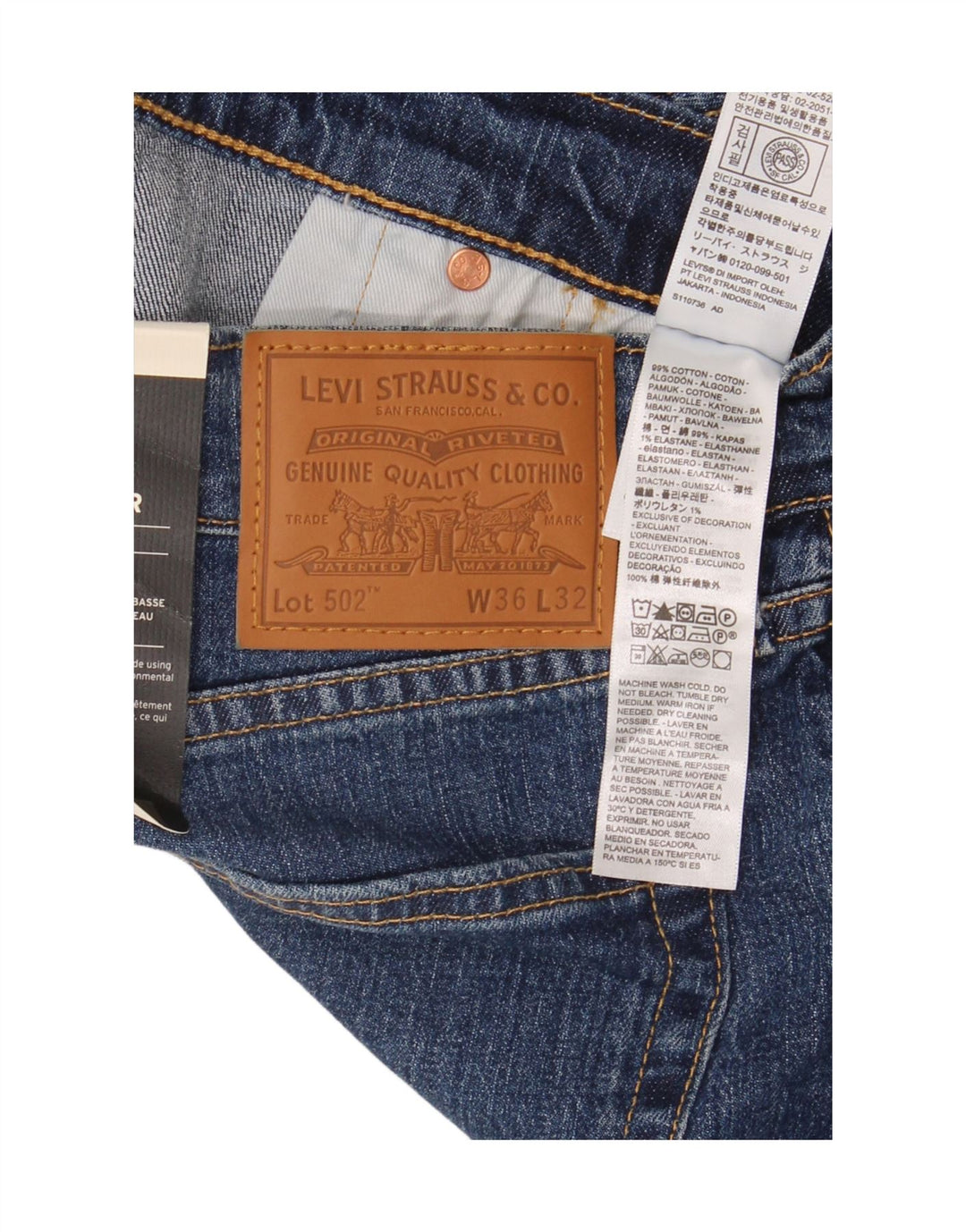 Levi's Jean 502 Tapered Homme Bleu Coton W36 L32