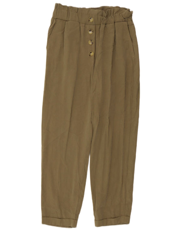 Zara Pantalon décontracté pour femme Petit W26 L25 Kaki Viscose