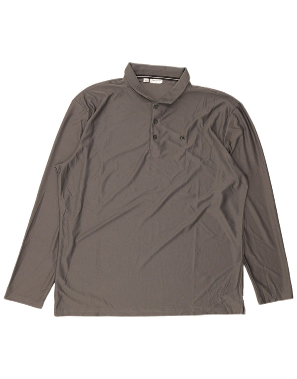 Calvin Klein Polo de golf à manches longues pour homme Coupe classique 2XL Gris