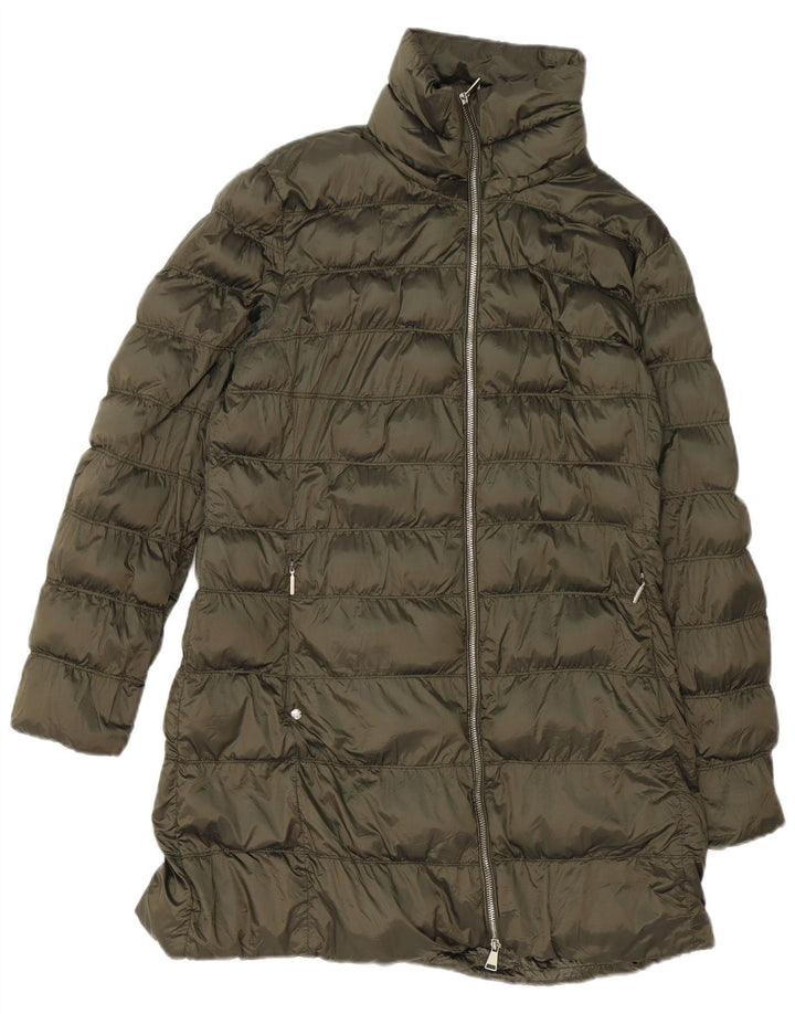 Massimo Dutti Manteau rembourré pour femme UK 18 XL Kaki Polyester