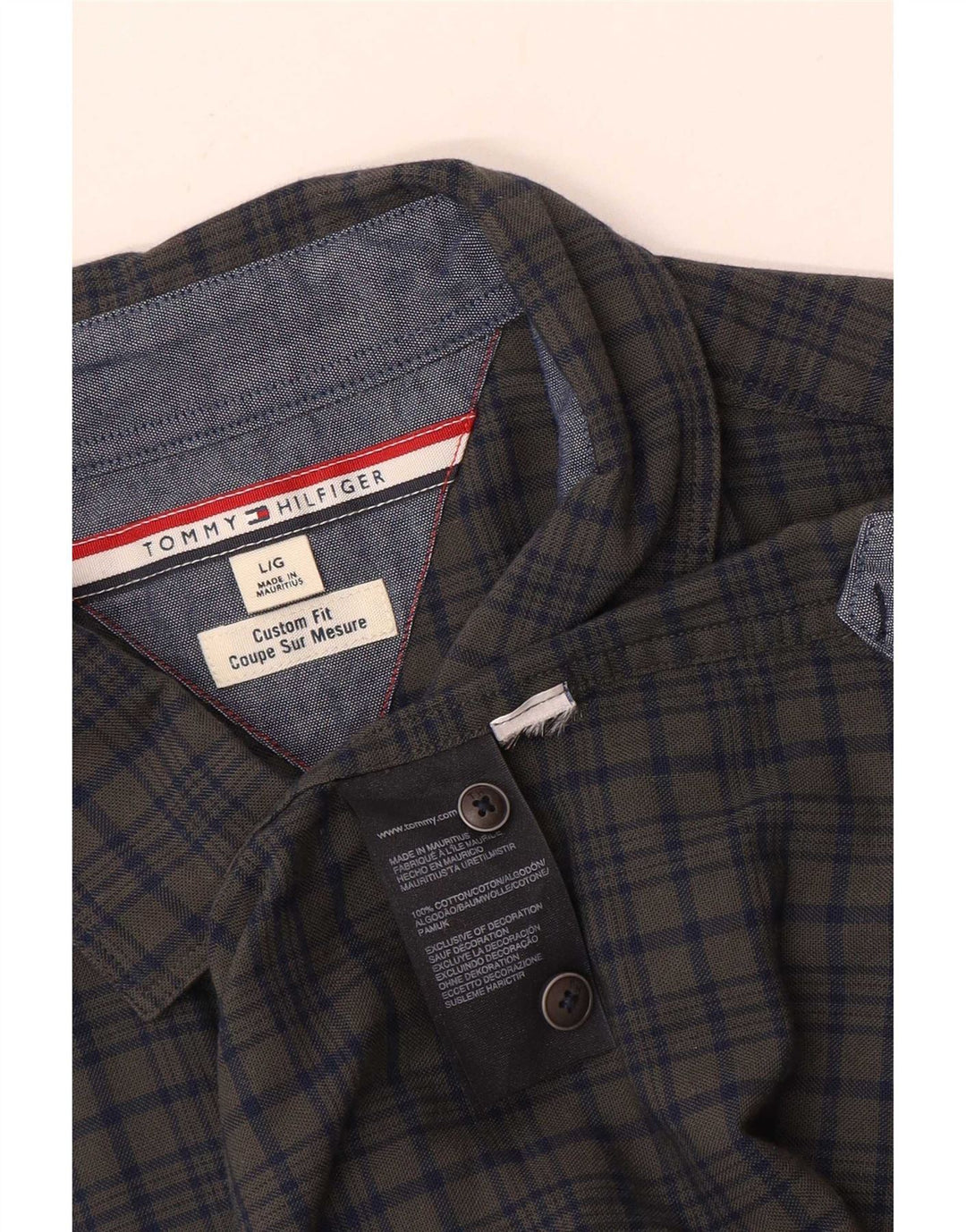 Tommy Hilfiger Chemise sur mesure pour homme en coton à carreaux gris grand