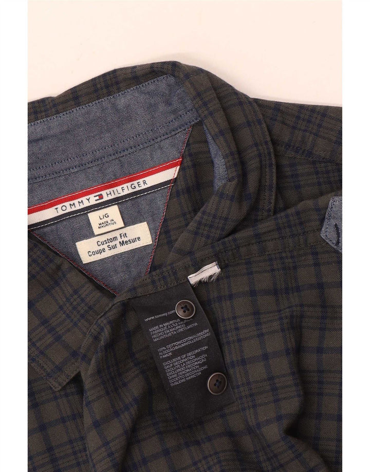 Tommy Hilfiger Chemise sur mesure pour homme en coton à carreaux gris grand