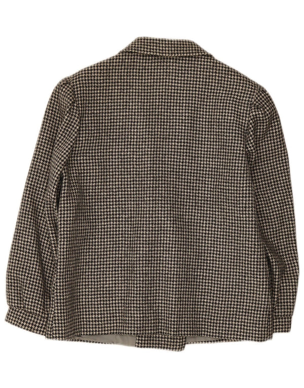 vintage Femme Double Breasted Blazer Veste IT 46 Grand Pied-de-Poule Noir