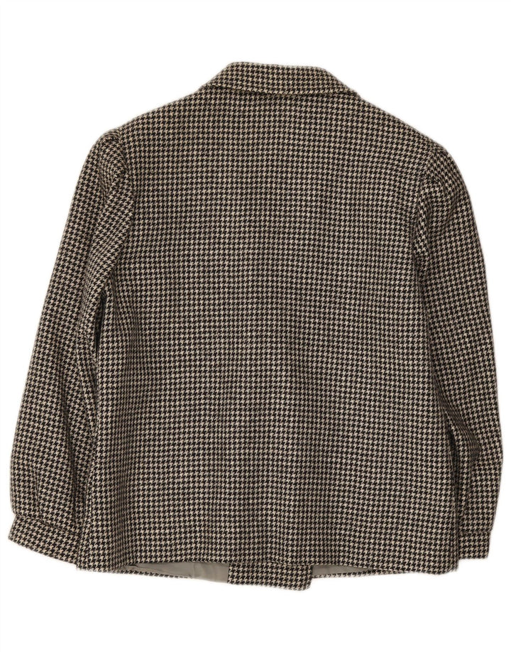 vintage Femme Double Breasted Blazer Veste IT 46 Grand Pied-de-Poule Noir