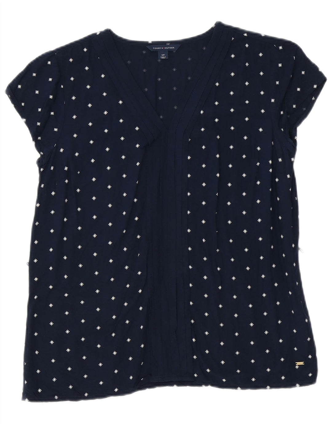 Tommy Hilfiger Haut chemisier à motif abstrait pour femme UK 10 Petit Bleu marine