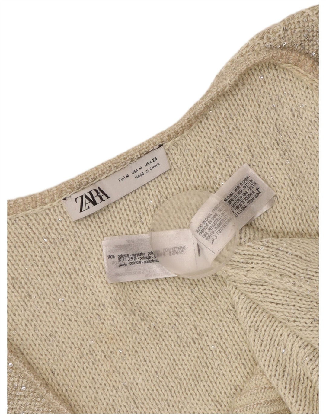 Zara Débardeur en tricot pour femme UK 12 Gris moyen Polyester