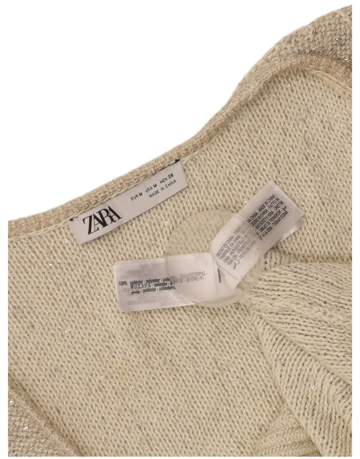 Zara Débardeur en tricot pour femme UK 12 Gris moyen Polyester