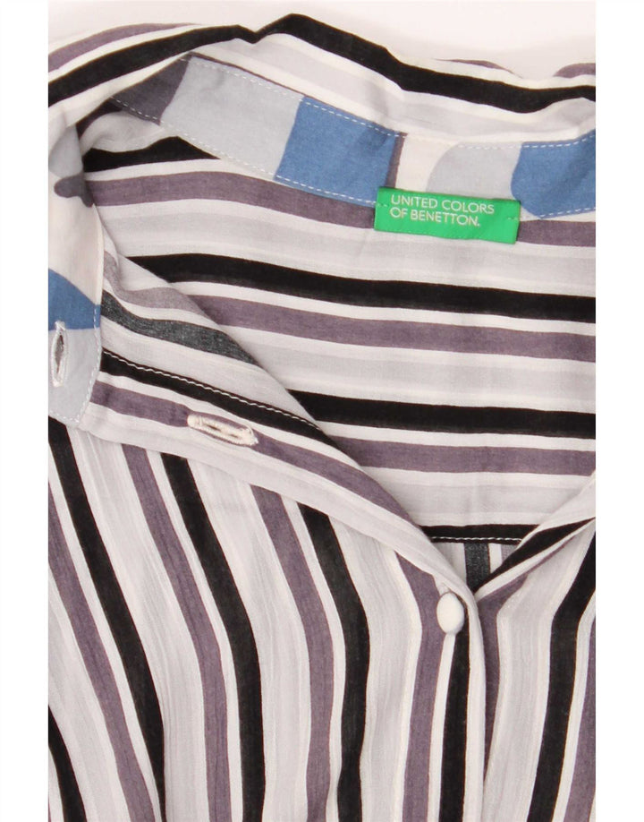 Benetton Chemise Femme UK 14 Medium Multicolore Rayé