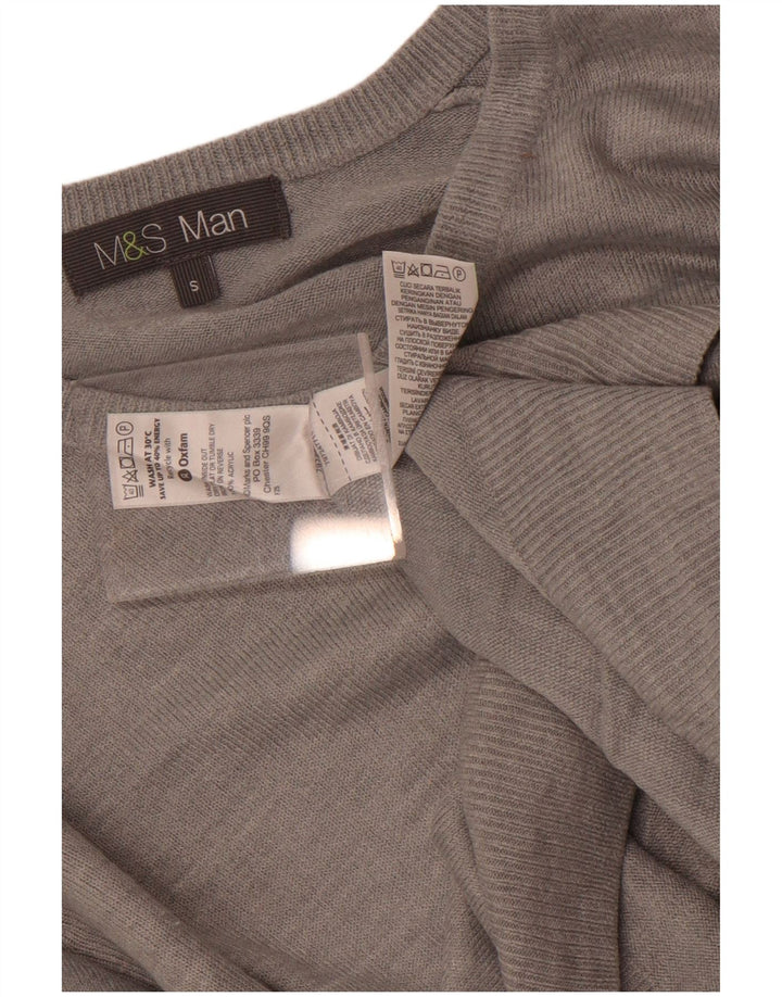 Marks & Spencer Pull col V pour homme Petit Gris Acrylique