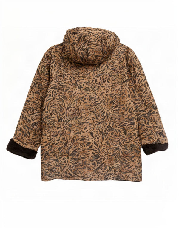 FUCHS & SCHMITT Parka à capuche pour femme UK 18 XL Marron imprimé animal
