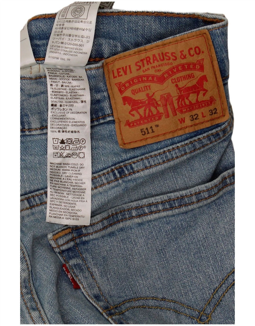 Levi's Jean Slim 511 Homme Bleu W32 L32 Coton