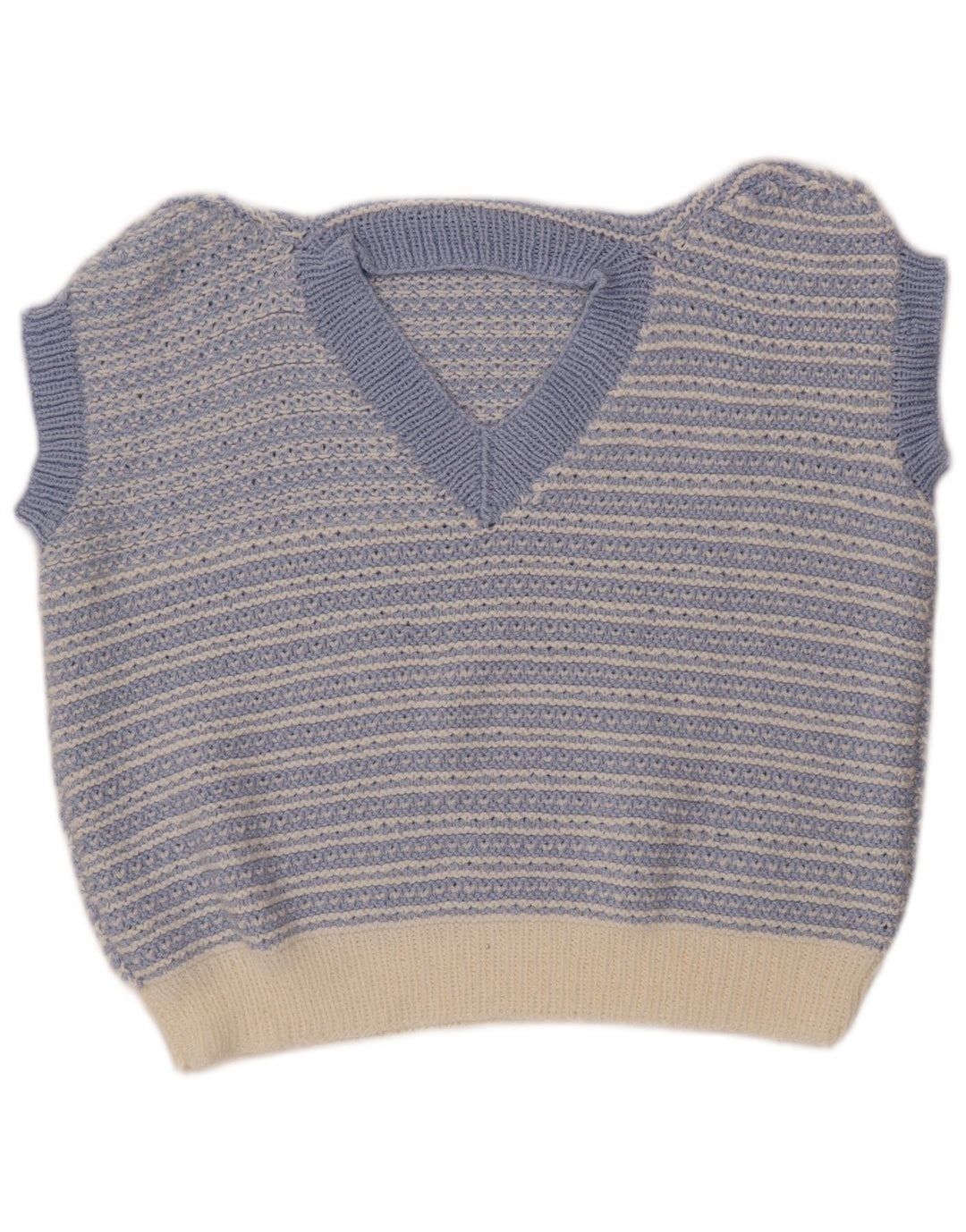 VINTAGE Femme Gilet Débardeur UK 18 XL Bleu Rayé