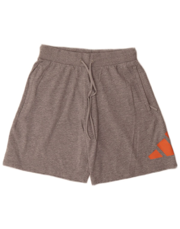 Adidas Short de sport graphique coupe décontractée pour femme UK 14 Gris moyen en coton