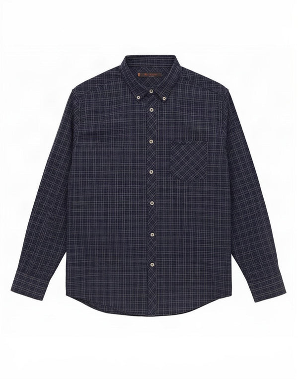 Ben Sherman Chemise Homme Grand Carreau Bleu Marine Coton