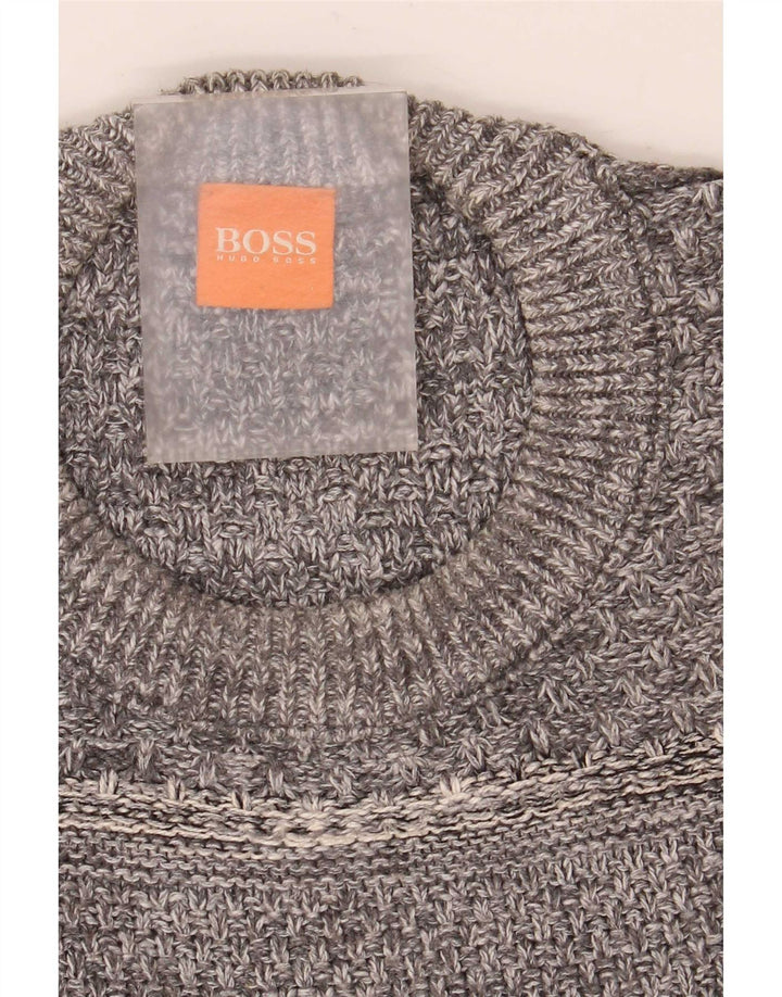 Hugo Boss Pull ras du cou pour hommes, grand coton gris