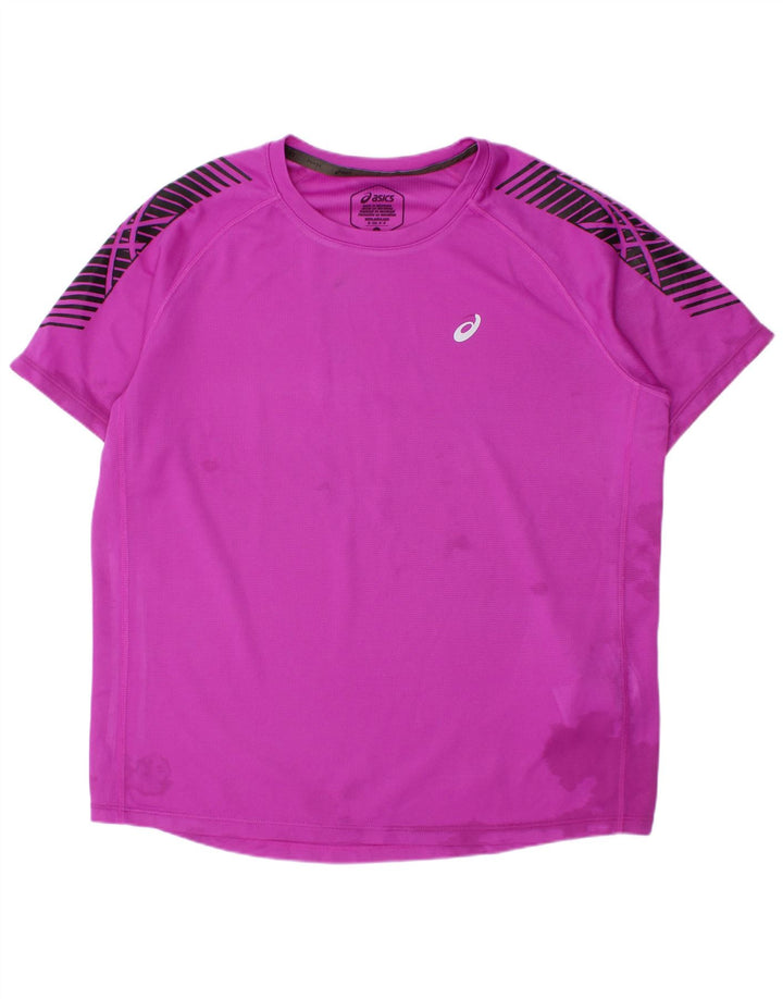 Asics T-Shirt Garçon 10-11 Ans Petit Violet Rayé Polyester
