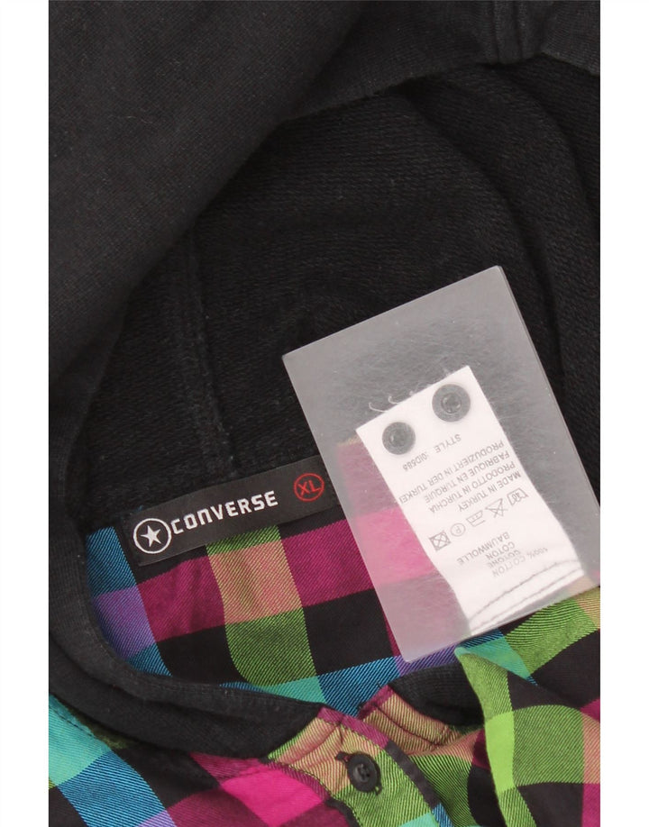 Converse Chemise à capuche en flanelle pour femme UK 18 XL Coton à carreaux multicolore