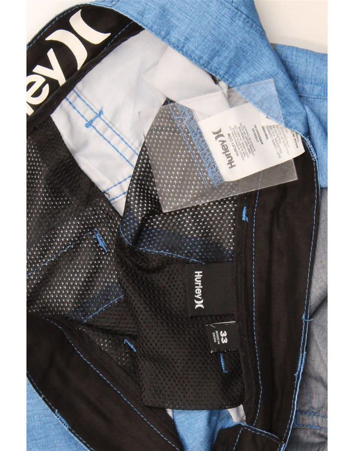 Hurley Short Chino Homme W33 Bleu Moyen Rayé Polyester