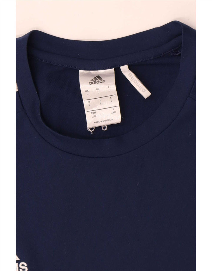 Adidas Hommes Climalite T-Shirt Haut Large Bleu Marine Colorblock Polyester