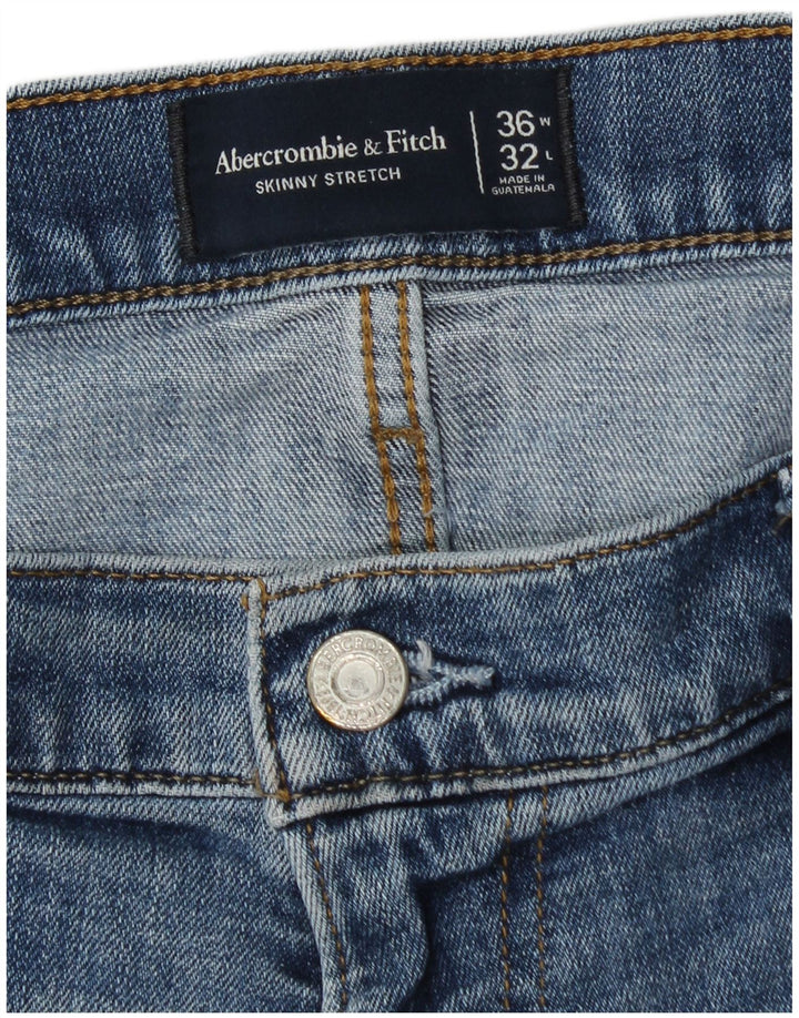 ABERCROMBIE & FITCH Jean skinny stretch pour homme W36 L32 Bleu Coton