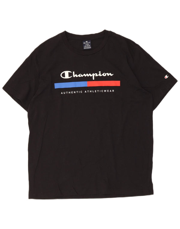 Champion Mens Graphic T-Shirt Top Large Black
