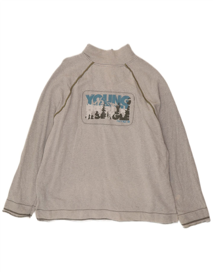 FAT FACE Sweat-shirt graphique à col zippé pour homme XL Gris Coton