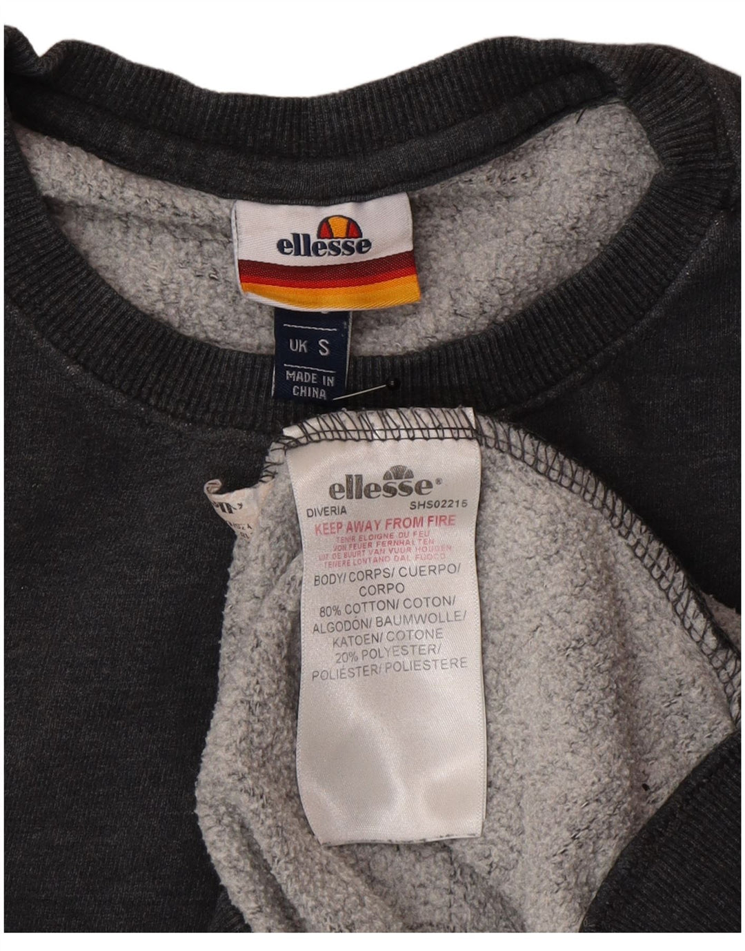 Ellesse Sweatshirt Jumper Small Gris Coton Homme