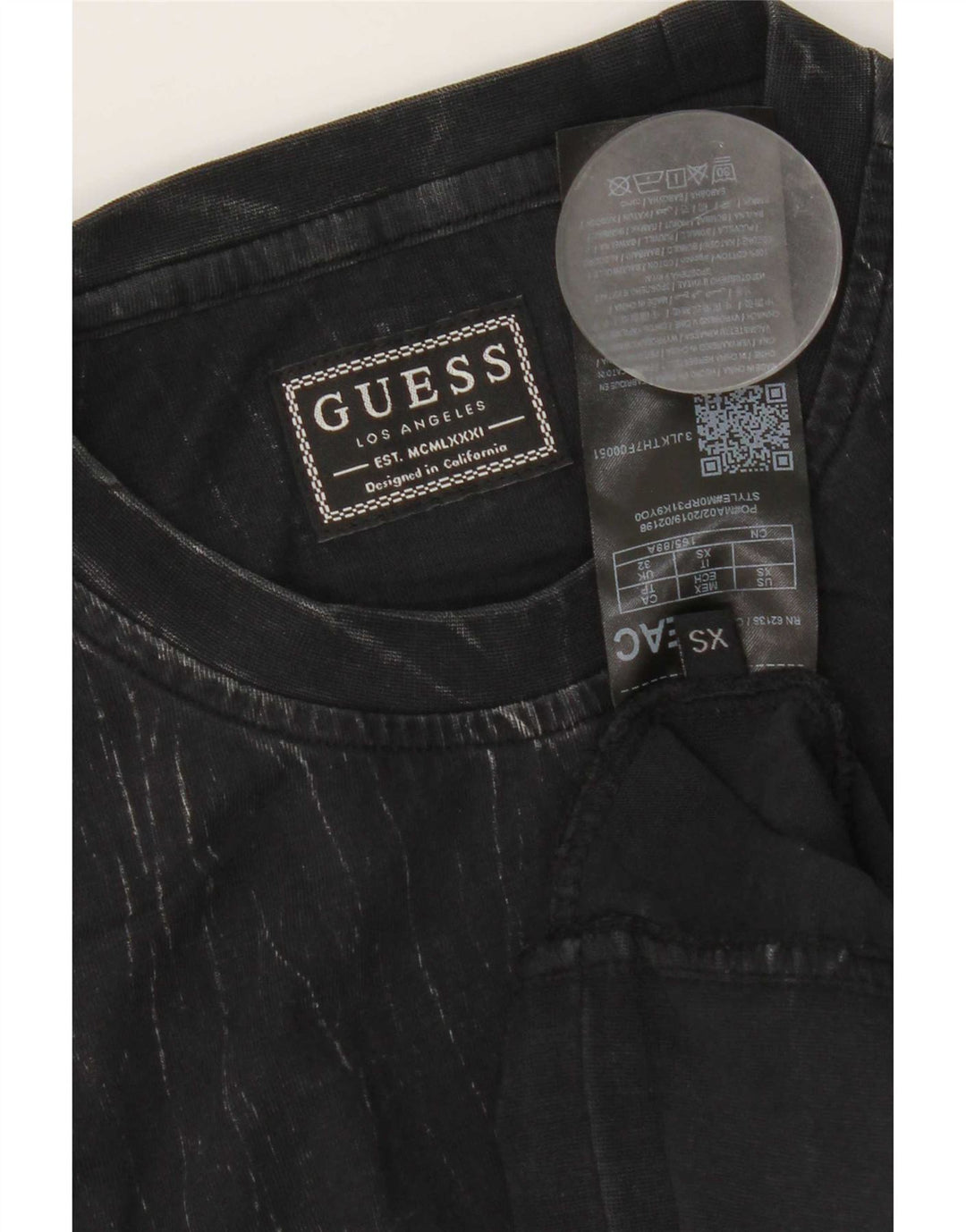 Guess Haut Homme Manches Longues XS Noir Coton