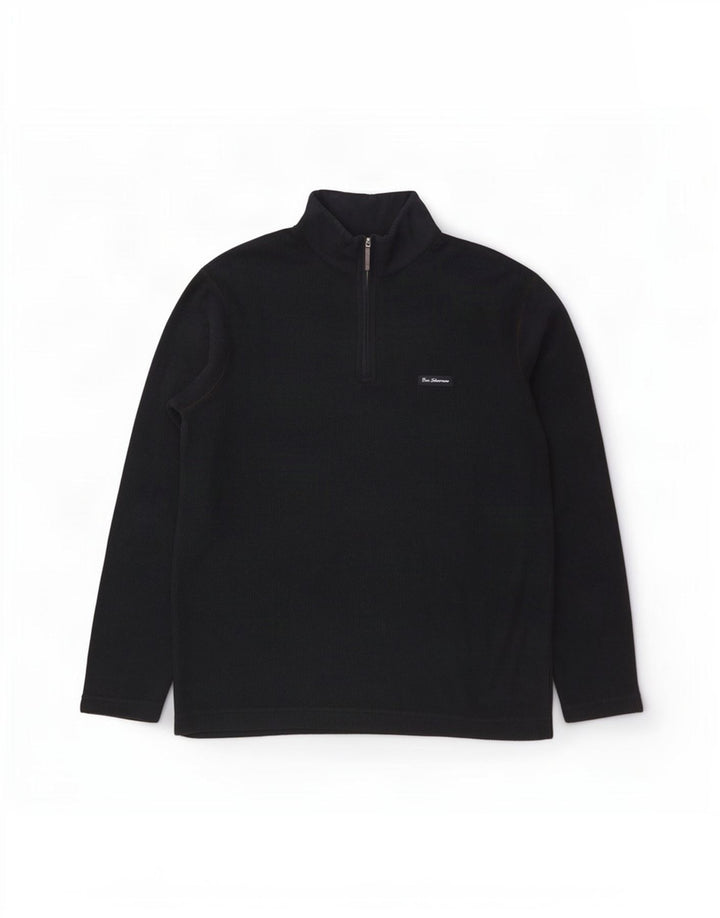 Ben Sherman Pull à col zippé pour homme en coton bleu marine Taille L