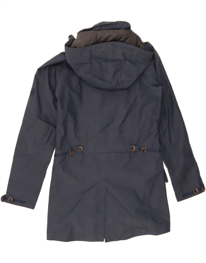 JACK WOLFSKIN Womens Hooded Raincoat UK 8 Small  Navy Blue Polyamide Vintage Jack Wolfskin and Second-Hand Jack Wolfskin from Messina Hembry 