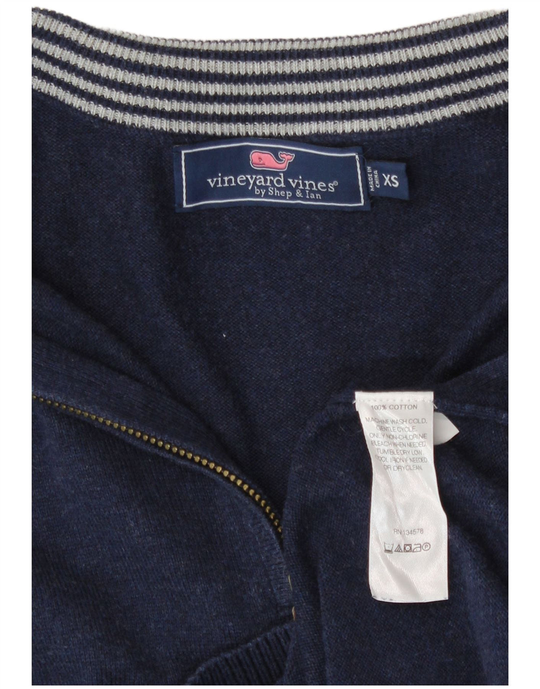 Vineyard Vines Pull col zippé pour homme XS Bleu marine Coton