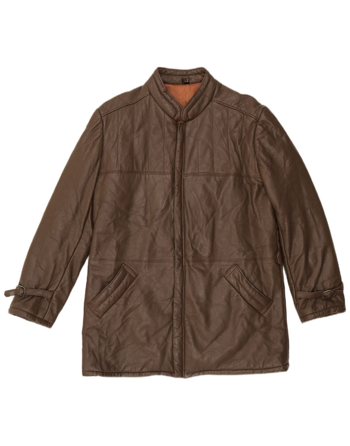 VINTAGE Veste en cuir homme UK 38 Cuir marron moyen