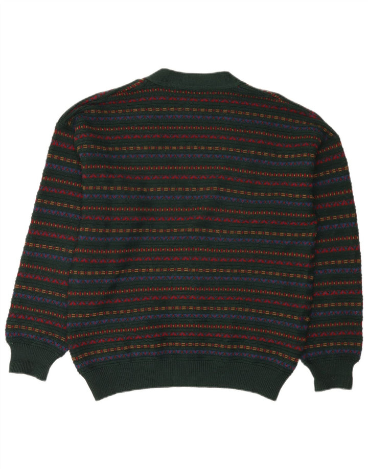Il Granchio Cardigan Pull Laine Rayé Vert Moyen Homme