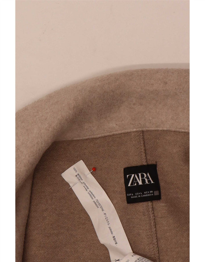 Zara Womens Manteau ouvert UK 16 Large Beige Polyester