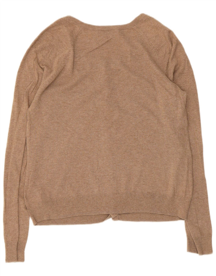 Gap Cardigan Femme Pull UK 12 Marron Moyen Coton