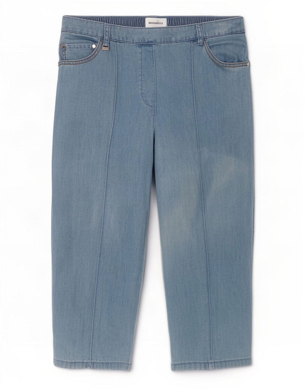 Marks & Spencer Pantalon Capri Femme UK 12 Moyen W28 L17 Coton Bleu