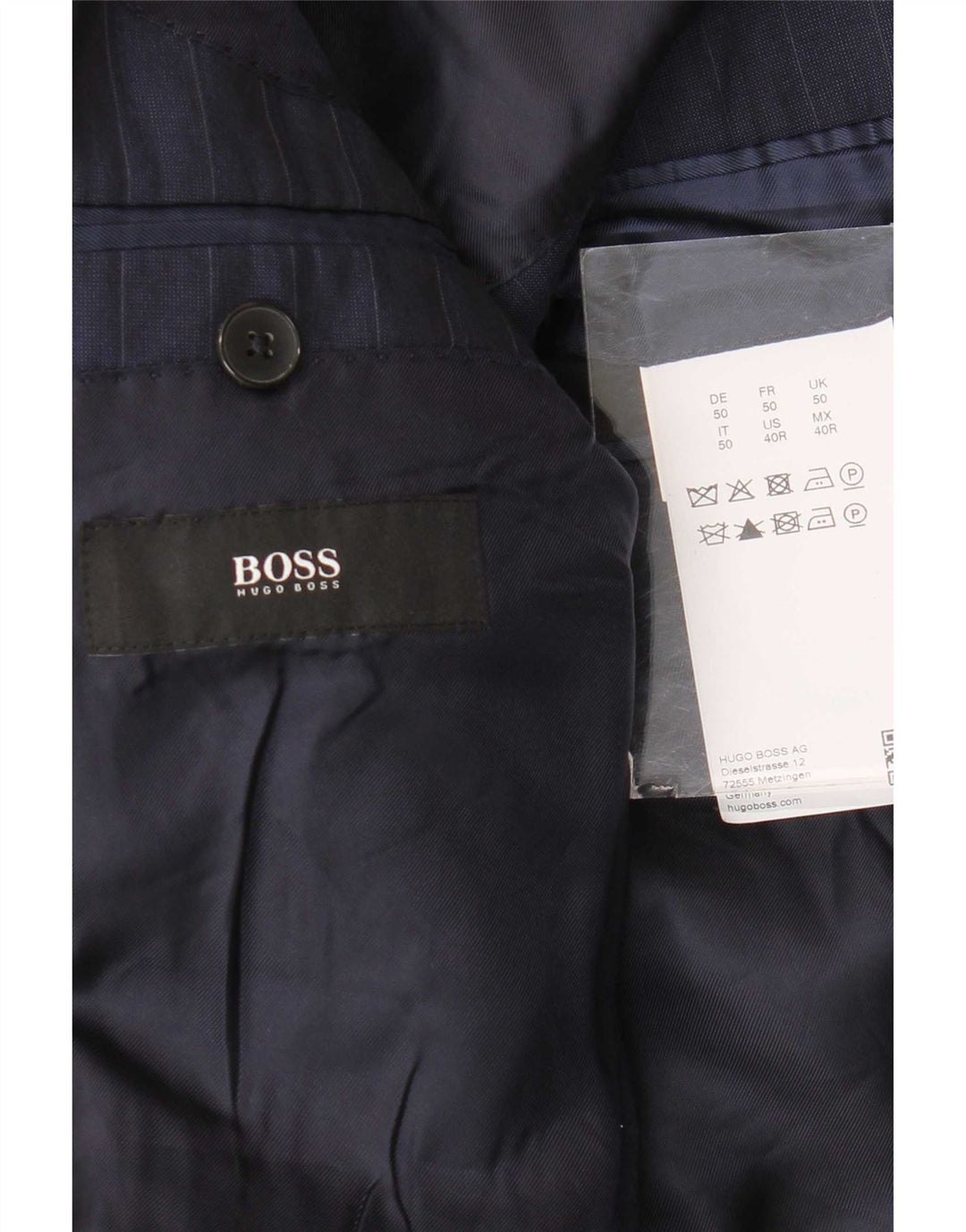 Hugo Boss Veste Blazer 2 Boutons Homme EU 50 Grande Rayure Bleu Marine
