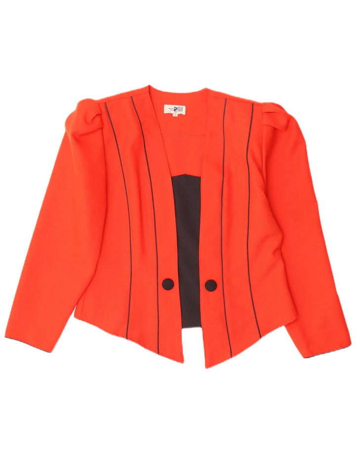 Veste Blazer Ouverte Femme Vintage IT 42 Rayé Rouge Moyen