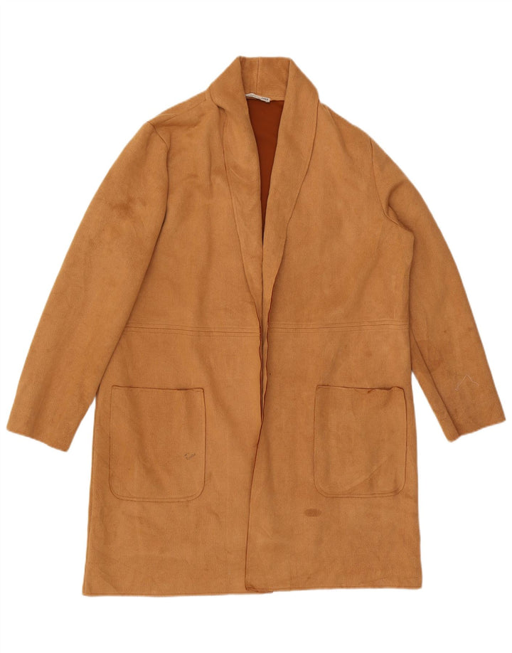 Zara Womens Longline Cardigan Sweater UK 16 Large Marron Polyester